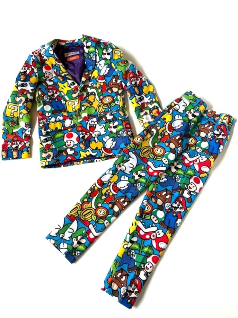 Opposuits Boys 8 Super Mario Suit All Over Print Video Game Jacket Pant Set